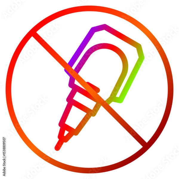 Fototapeta prohibition correction pen with Line and Colorful Gradient Circle Outline