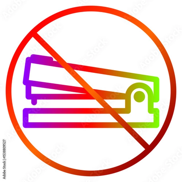 Fototapeta Stapler ban prohibition symbol in gradient colors means no stapling allowed