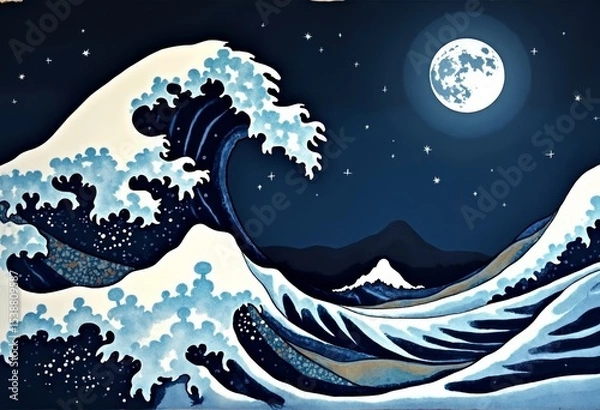 Fototapeta The mysterious whispers of the moonlit waves