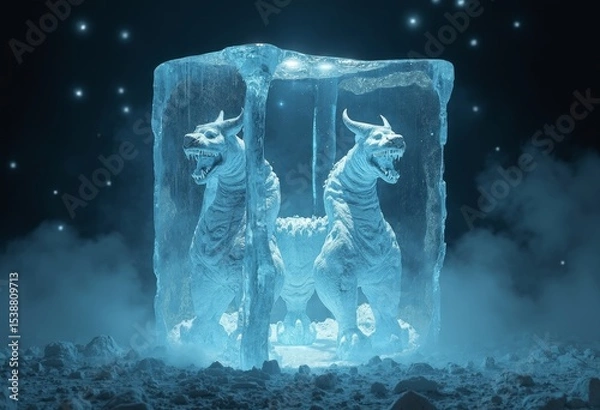 Fototapeta The mysterious gaze of the frozen dragon