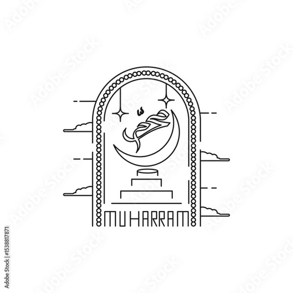 Fototapeta muharram design with calligraphy outline