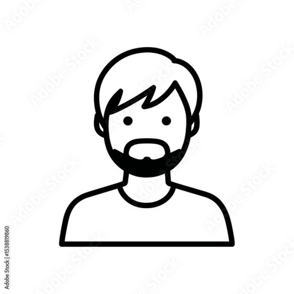 Fototapeta Bearded man avatar icon displays isolated portrait outline design