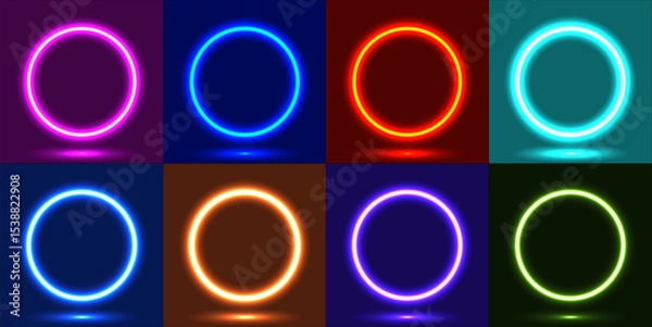 Fototapeta Various kinds of colorful neon lights in one set