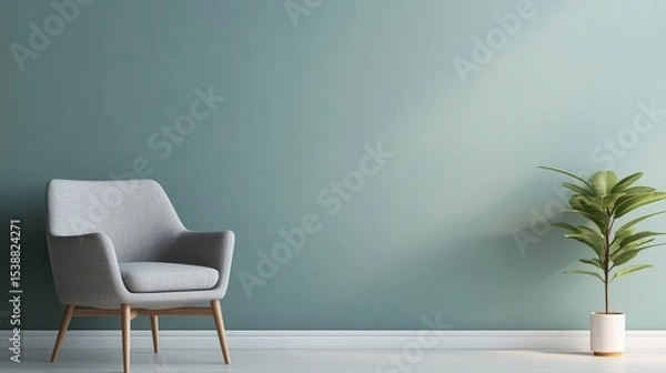 Fototapeta Scandinavian-style room with dopamine color pops and minimalistic design