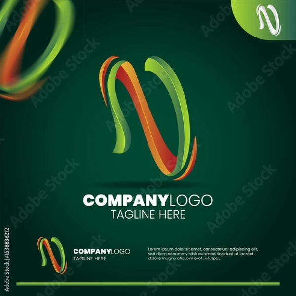 Obraz Abstract initial letter N logo design