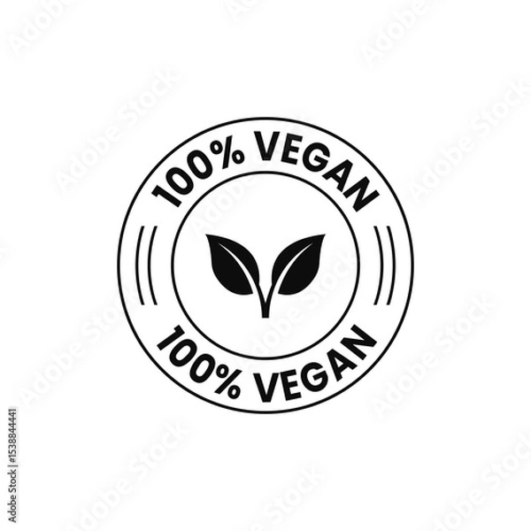 Obraz  100% Vegan Black Icon Vector Stamp
