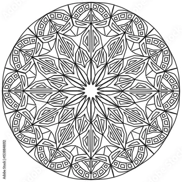 Fototapeta Mandala 375, ethnic, swirl pattern, object isolated on white background. Coloring page 434, hand drawn, vector.
