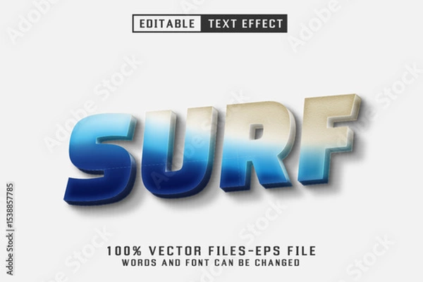 Fototapeta Surf 3d Text - Editable Text Effect