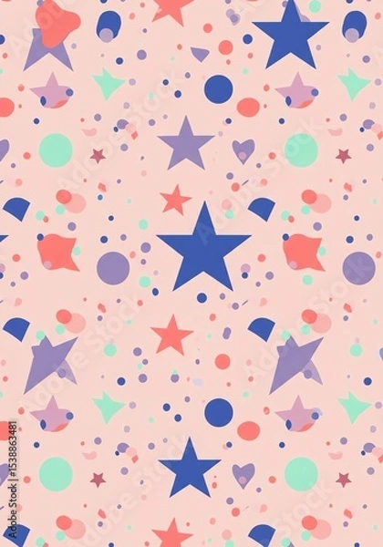 Fototapeta Stars and Dots Pink Background Pattern Design