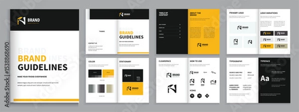 Obraz Brand Guidelines Template A4 Creative Brand identity or Brand guidelines layout