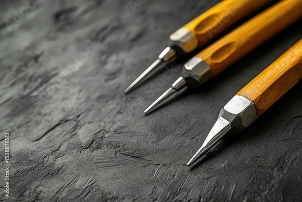 Fototapeta Flawless Visual of Closeup Shot of Working Tools on Gray Background