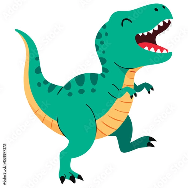 Obraz Playful and Happy Cartoon Dinosaur Character with Cute Features for Child-Friendly Designs and Illustrations