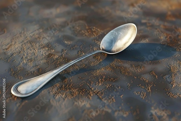 Fototapeta clear pixel visual of Small empty spoon ready for use, a simple yet essential utensil