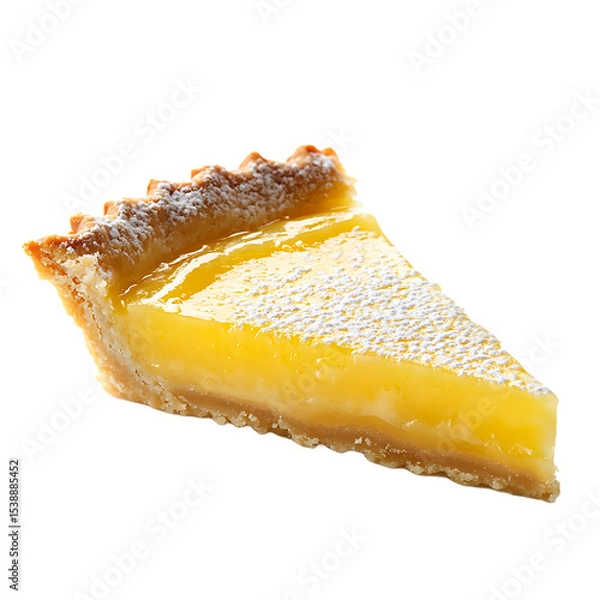 Fototapeta Slice of Lemon Tart with Golden Crust and Smooth Filling