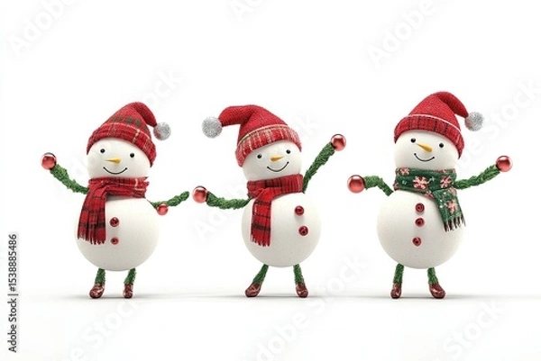 Fototapeta Playful Holiday Interactions Isolated on White Background, Depth of Field