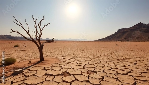 Obraz Drought impacting desert landscape dry environment aerial view pollution effects on nature