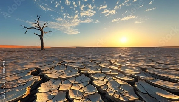 Obraz Drought impact on landscape arid region nature photography environmental pollution wide angle climate change awareness