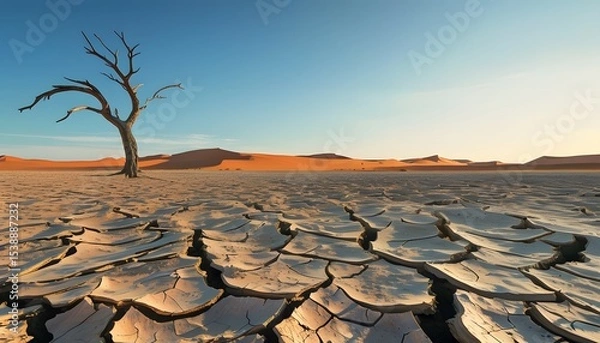 Obraz Drought impact on desert ecosystem pollution and environmental degradation arid landscape nature photography aerial view climate change