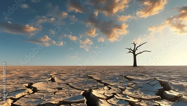 Obraz Drought and pollution impacting arid landscapes dry plains environmental photography open sky aesthetic perspective