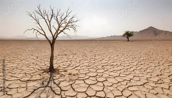 Obraz Severe drought and pollution effects arid desert landscape nature photography barren environment wide-angle view ecological crisis