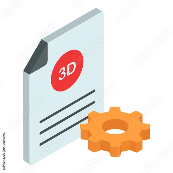 Obraz 3D printer head Calibration file isometric Concept,  cnc machine Configuration vector color icon design, additive manufacturing stock illustration