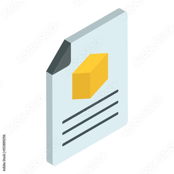 Obraz 3D Printer FBX File isometric Concept, Color Icon Vector Design, additive manufacturing stock illustration,