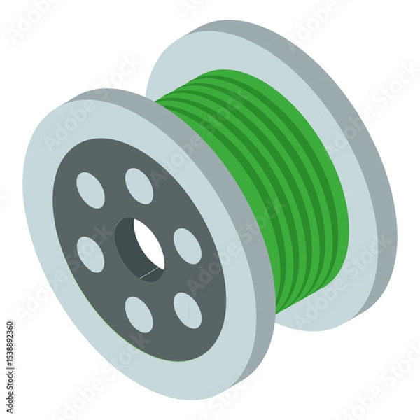 Obraz 3d printer filament reel isometric concept, Fused Deposition Modeling Nylon Spool vector color icon design, additive manufacturing equipment stock illustration