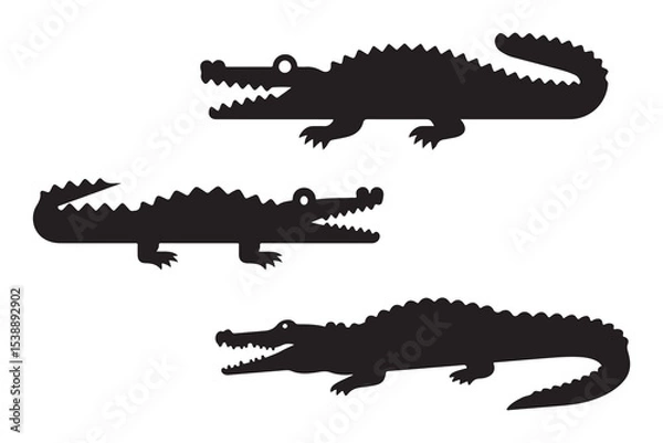 Obraz Crocodile Silhouette Vector Icons Set 