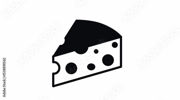 Fototapeta Cheese Icon. Vector isolated editable black and white linear illustration of a piece of Cheede.
