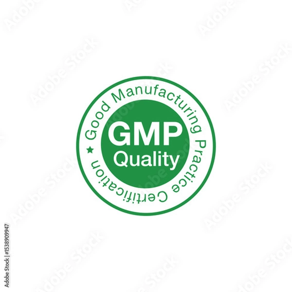 Obraz GMP Certified Green Icon Vector.
