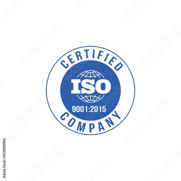 Obraz ISO Certified Company Blue Icon Vector.