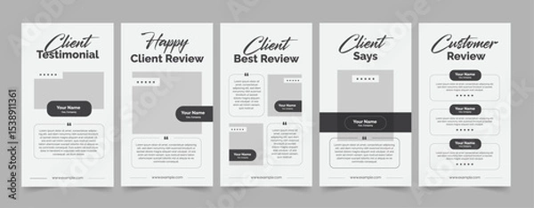 Fototapeta Modern client feedback template, Customer review banner design, Testimonial quote layout