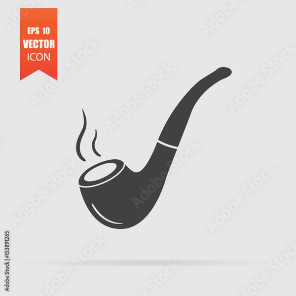 Obraz Smoking pipe icon in flat style isolated on grey background.
