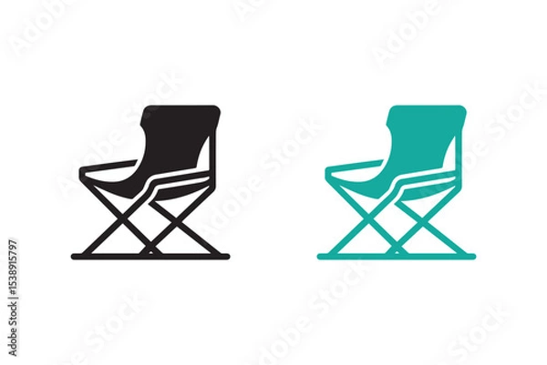 Fototapeta Minimalist folding chair for camping silhouette. Vector illustration