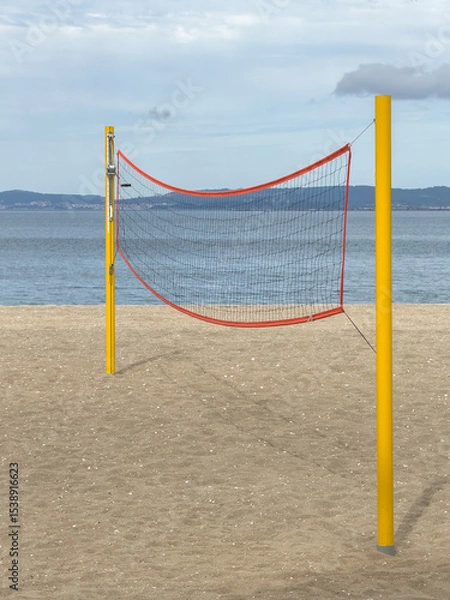 Obraz volleyball net on the sea beach