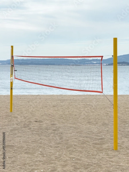 Obraz volleyball net on the sea beach
