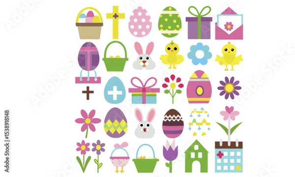 Fototapeta A collection of Easter bunny and bird characters