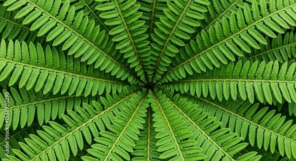 Fototapeta Macro shot of fern leaves with radial composition
