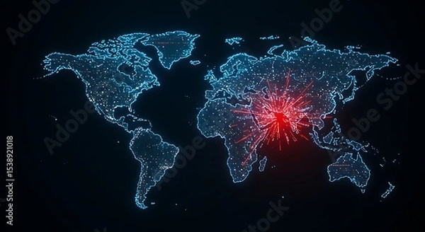 Fototapeta Global Network Visualization Outbreak Simulation