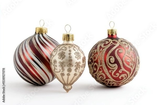 Obraz Enchanting Holiday Decorations Isolated on White Background, Depth of Field