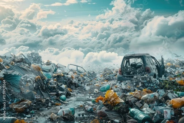 Obraz Detailed Color Picture of Garbage Pollution Global Warming Recycle