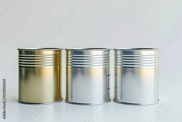 Obraz Premium Quality Visual of Three Tin Cans Isolated on White