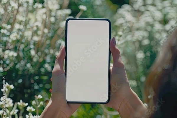 Obraz High Definition View of Hand Hold Modern Smartphone with a Blank Screen