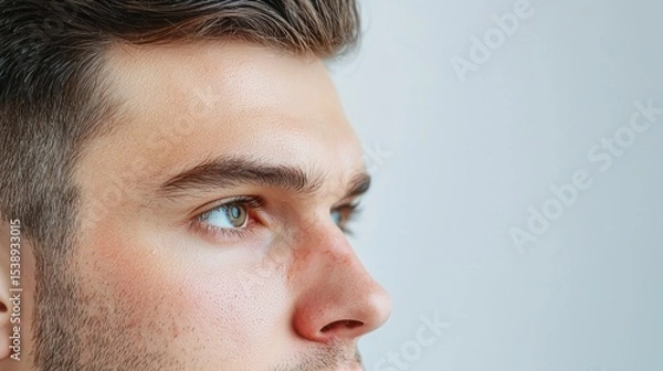 Obraz Close-up view of a scalp showing signs of irritation, redness, and excessive oil production, a common condition that may require medical or cosmetic treatment.