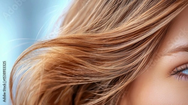 Obraz Extreme close-up of dry, frayed hair strands with visible split ends, highlighting the concept of unhealthy, damaged hair in need of care and treatment.