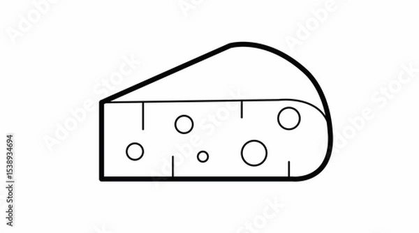 Fototapeta Cheese Icon. Vector isolated editable black and white linear illustration of a piece of Cheese.