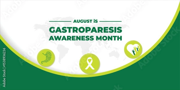 Fototapeta Gastroparesis awareness month is observed every year in august. Low poly style design. Geometric background. Vector template for banner. Isolated vector illustration.	