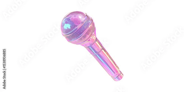 Obraz Holographic Microphone. Futuristic Design And Music Technology Concept Isolated On Transparent Background