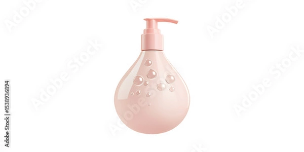 Obraz Pink Liquid Soap Dispenser With Bubbles. Skincare And Hygiene Product Isolated On Transparent Background