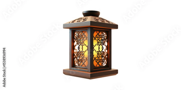 Obraz Traditional Moroccan Lantern With Intricate Patterns. Cultural Decor And Ambient Lighting Isolated On Transparent Background